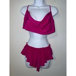 Women’s 100% Silk Cami Top & Bottoms Pink Set L/XL